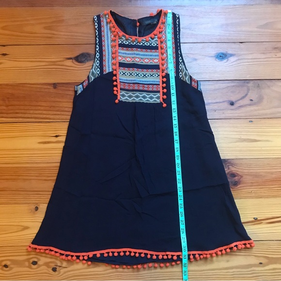 THML Navy Orange Striped Pom-Pom Shift Dress, EUC, M - Picture 7 of 12